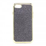 Wholesale iPhone 7 Glitter Sparkly Golden Chrome Case (Black)